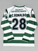 Vintage 0103 Lisbon Home Jersey Retro RONALDO 28 Soccer Jersey Long Sleeve Football Jersey