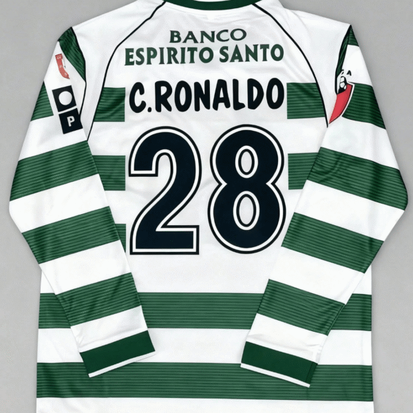 Vintage 0103 Lisbon Home Jersey Retro RONALDO 28 Soccer Jersey Long Sleeve Football Jersey
