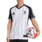 25/26 Men's Juventus Short-Sleeved Baseball Shirt Football Jersey Stripes White - Image 4