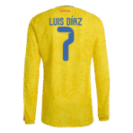 Luis Diaz 2026 Colombia Long Sleeve Home Jersey