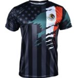 Fury Mexico and USA Flag Mix Soccer Jersey.Mexico Shirt black - Image 3