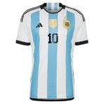 IN HAND WORLD CUP MESSI ARGENTINA NATIONAL TEAM ADIDAS 2022 WINNERS JERSEY